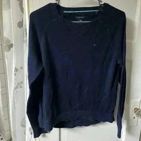 Tommy‎ Hilfiger 100% pima cotton navy blue sweater size large - Picture 1 of 6